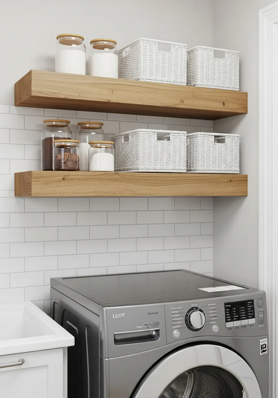 3. Floating Shelves Above Appliances