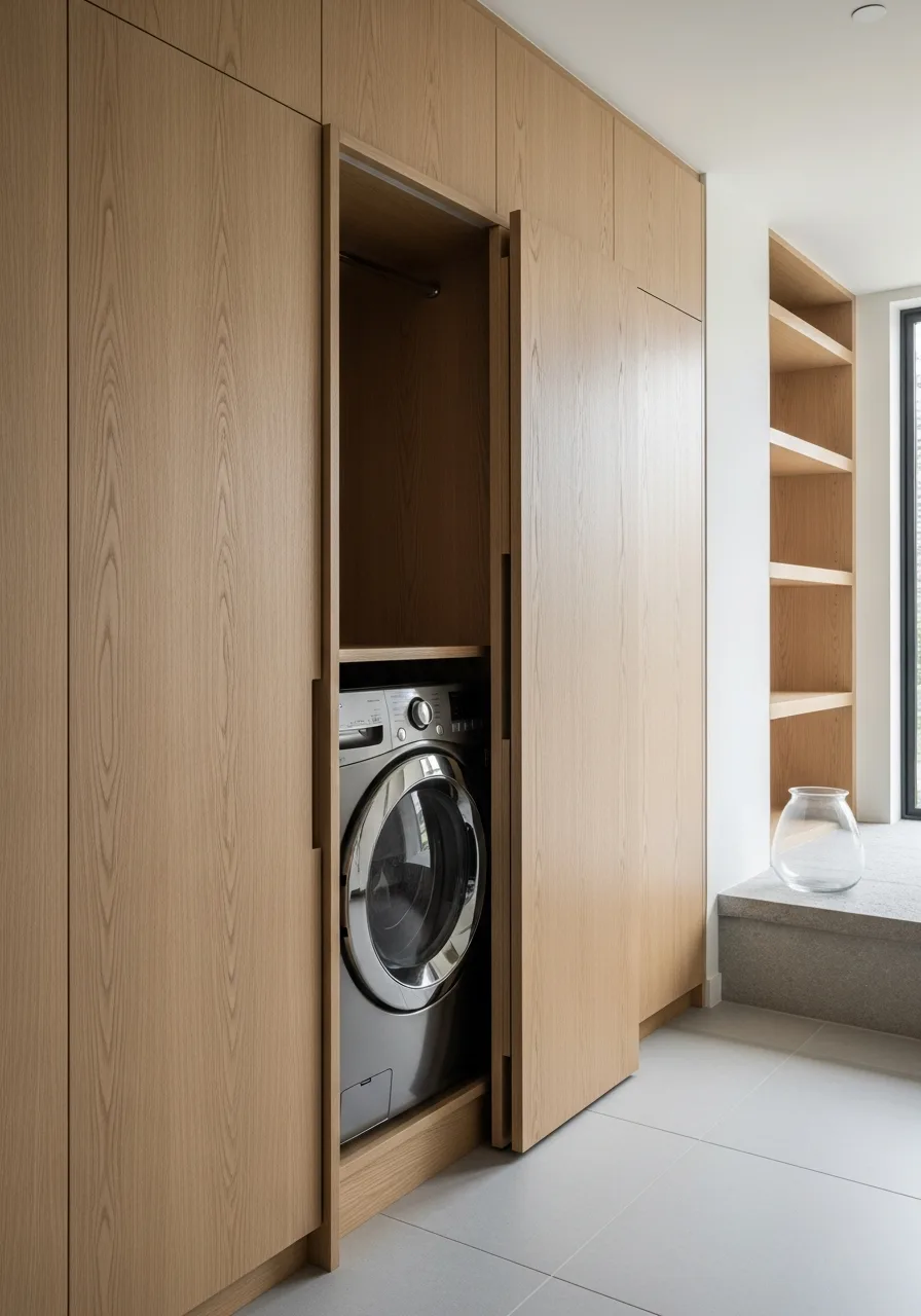 43. Built-In Laundry Pocket Door Cabinets