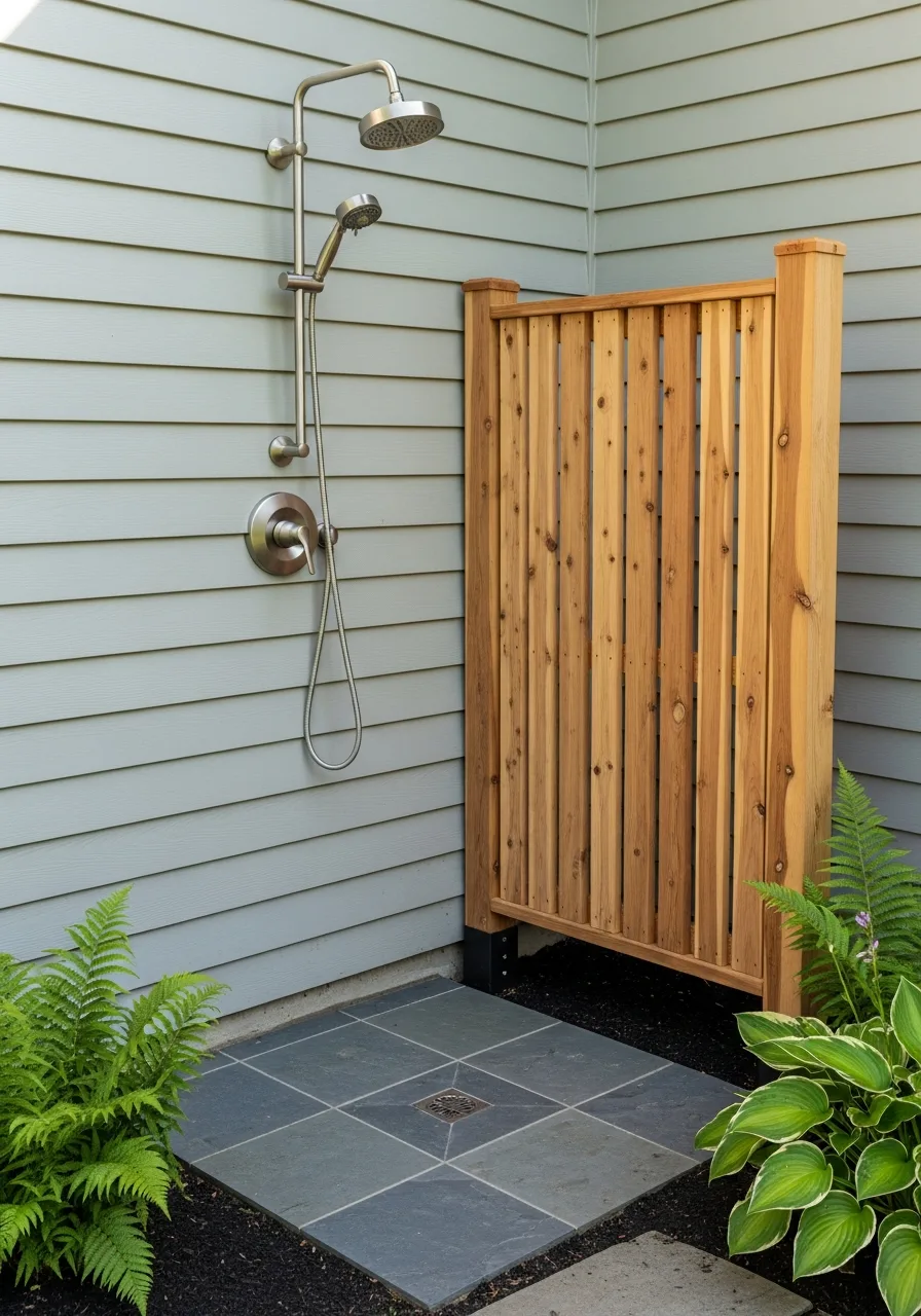 13. Small Corner Outdoor Shower