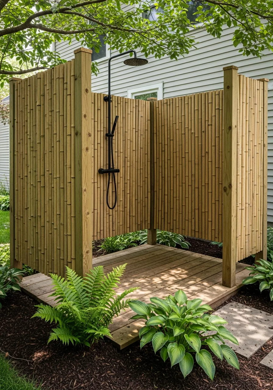 19. Bamboo Privacy Screen Shower