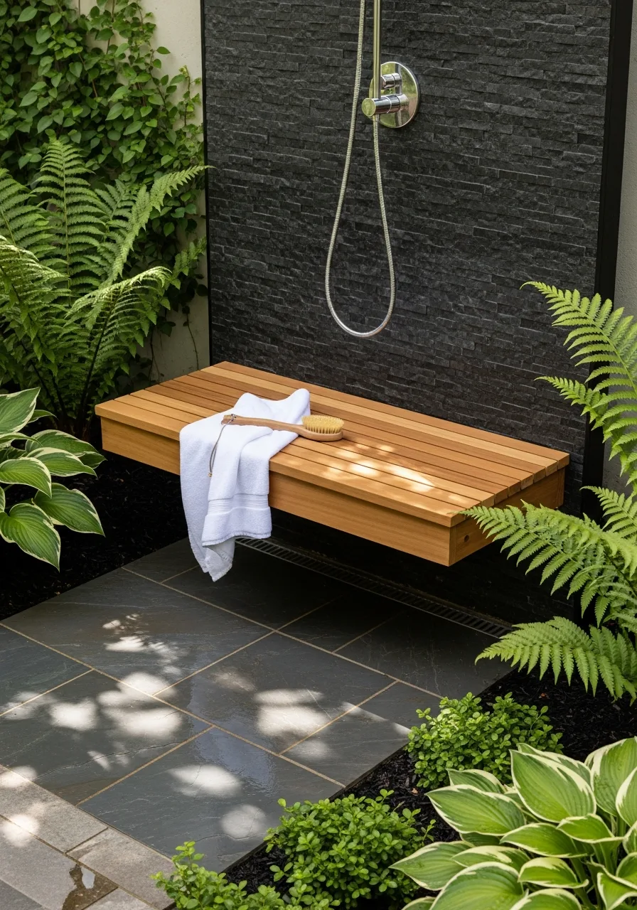 21. Integrated Teak Shower Bench