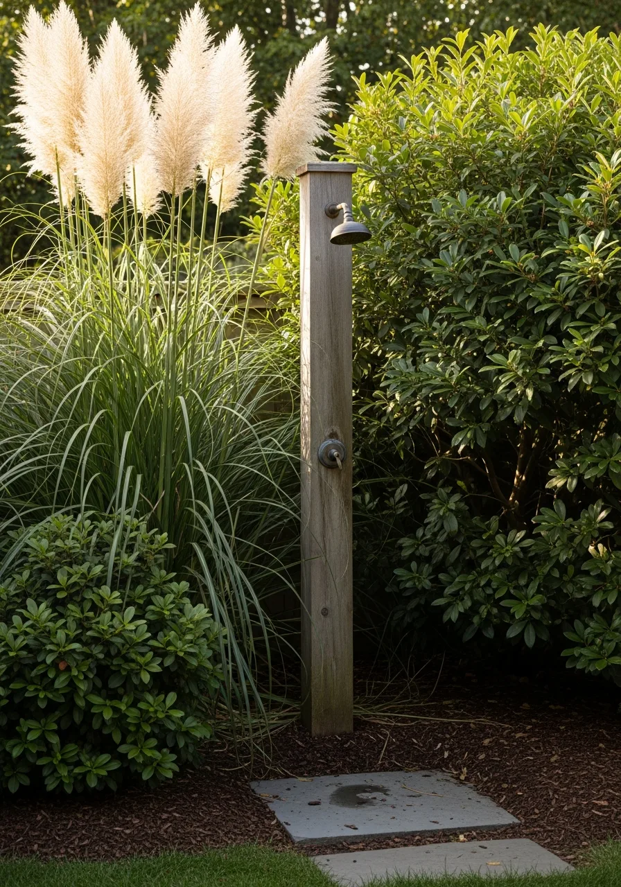 26. Hidden Shower Behind Landscaping