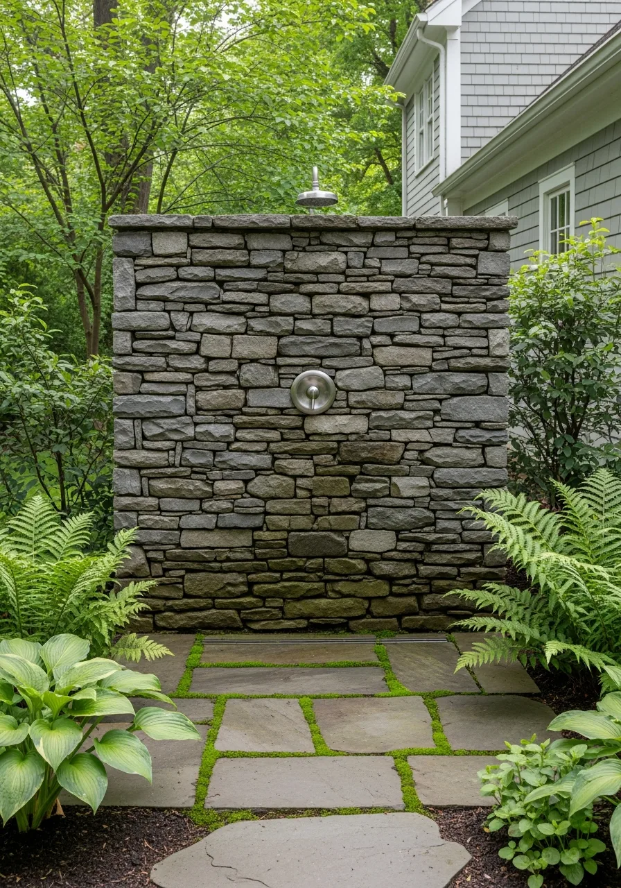 3. Natural Stone Shower Wall