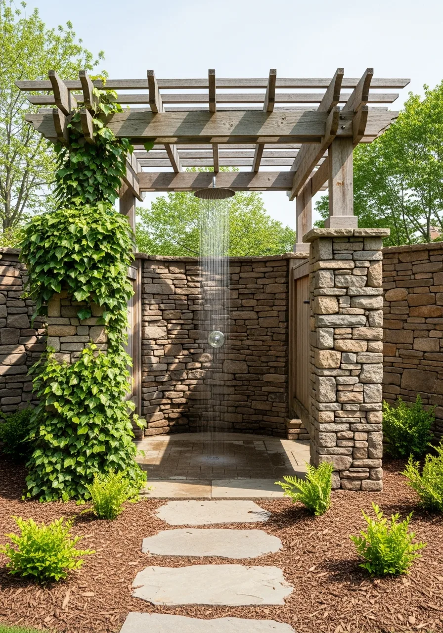 9. Outdoor Shower With Pergola