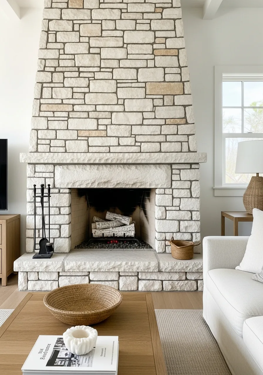 14. Stacked Stone Fireplaces