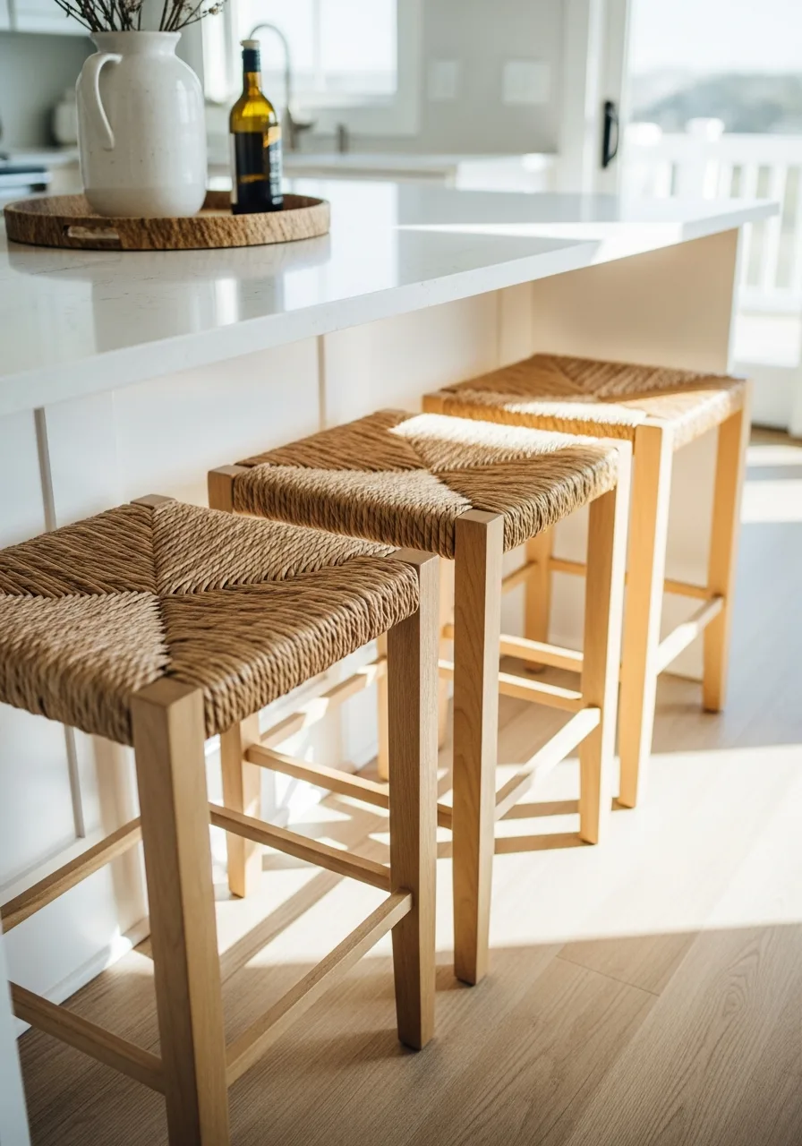 19. Woven Rush Stools