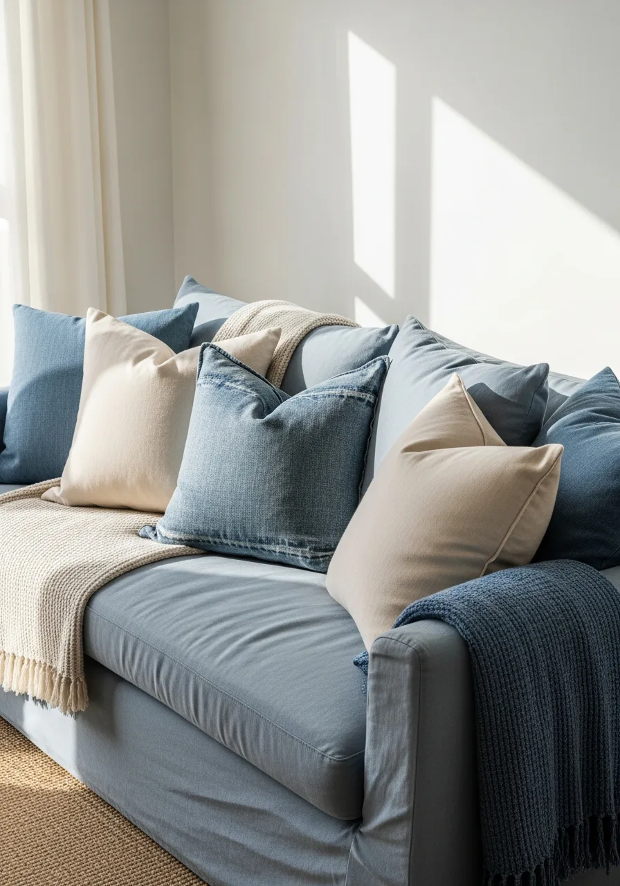 23. Faded Denim Pillows