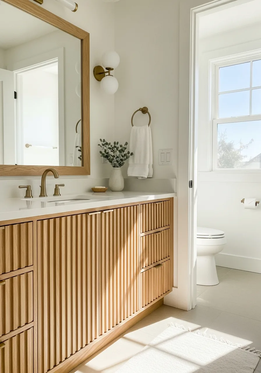 25. Fluted Wood Vanities