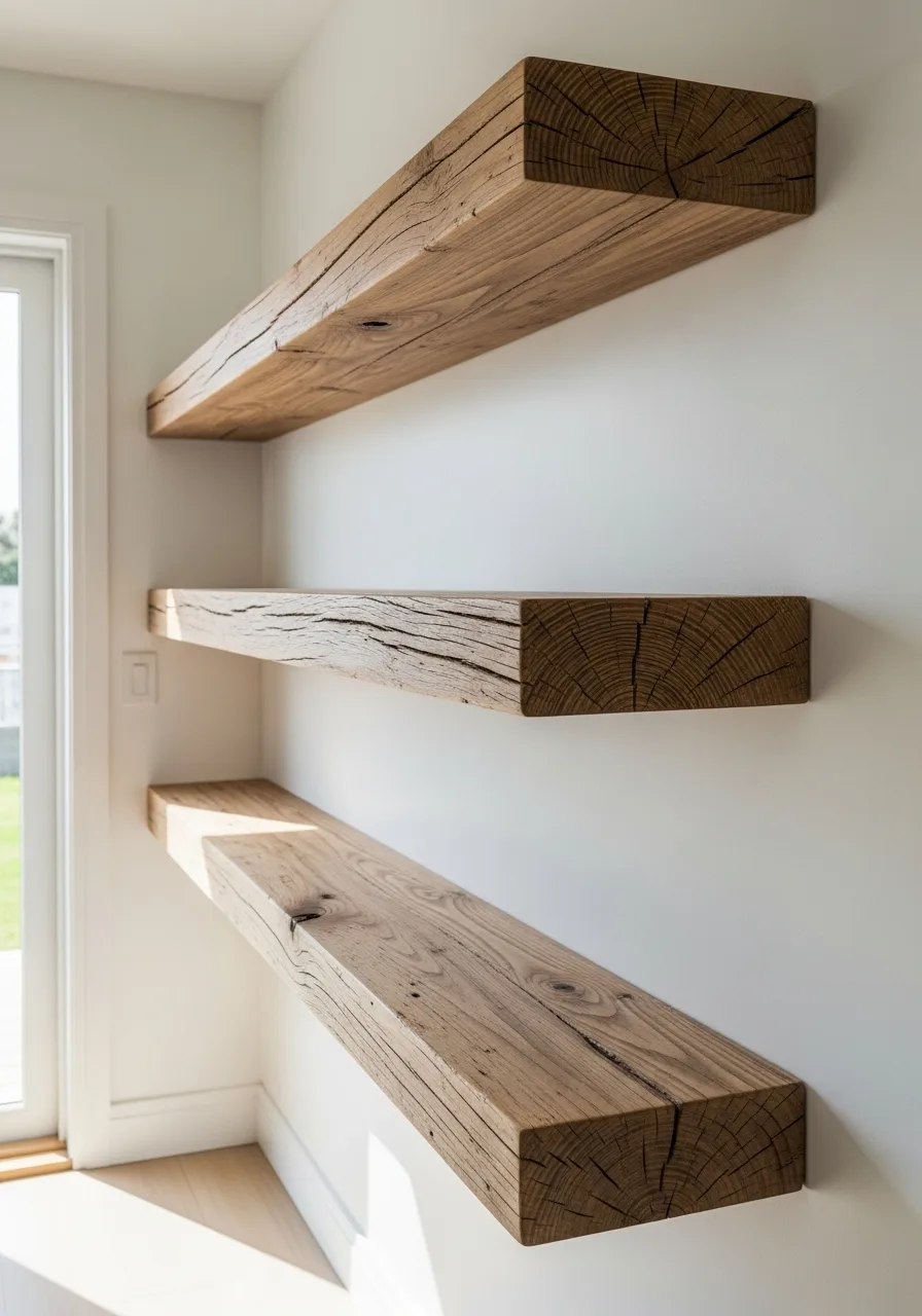 32. Washed Wood Floating Shelves