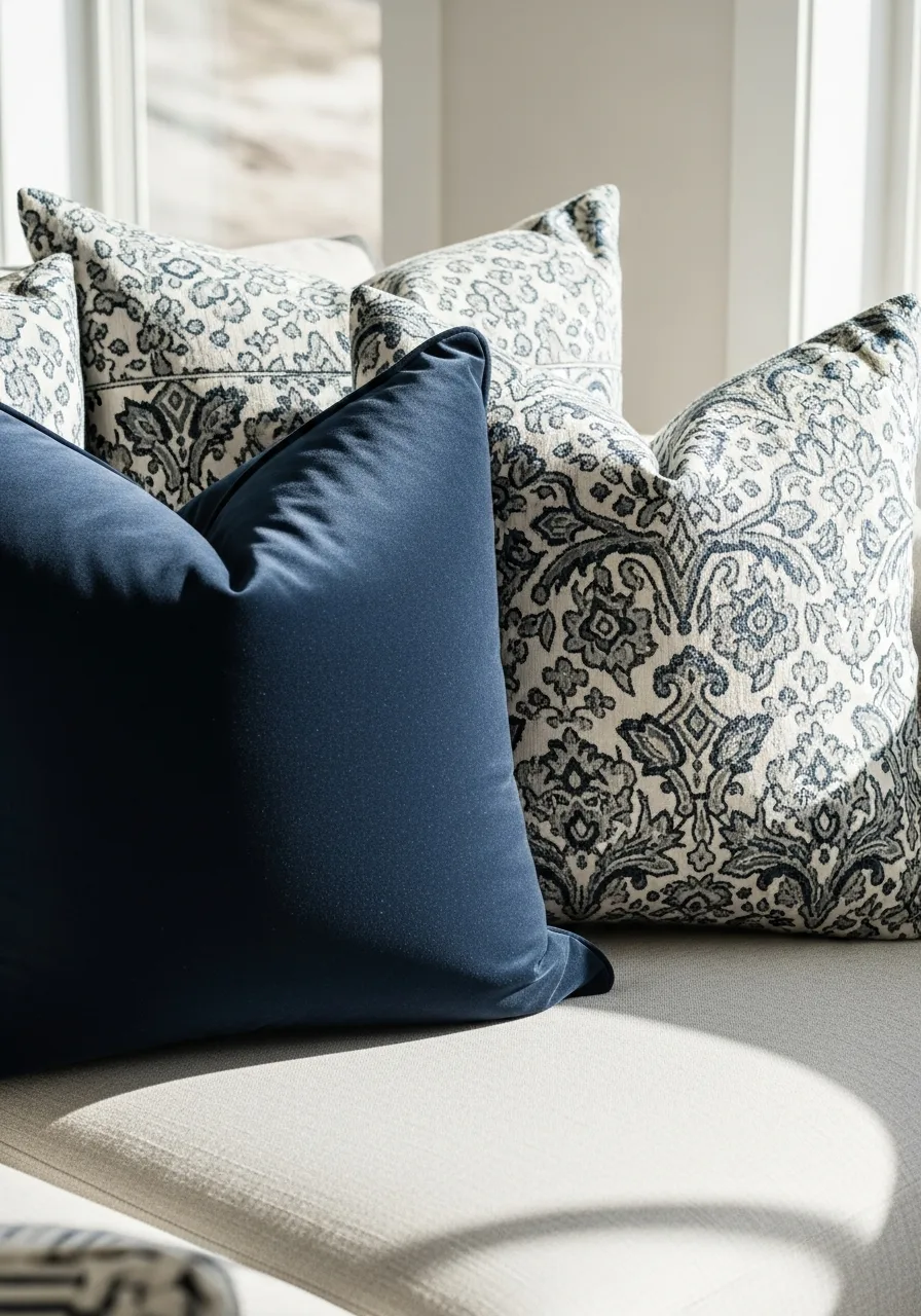 34. Deep Navy Velvet Pillows