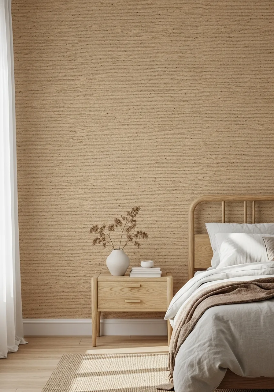 8. Natural Grasscloth Wallpaper
