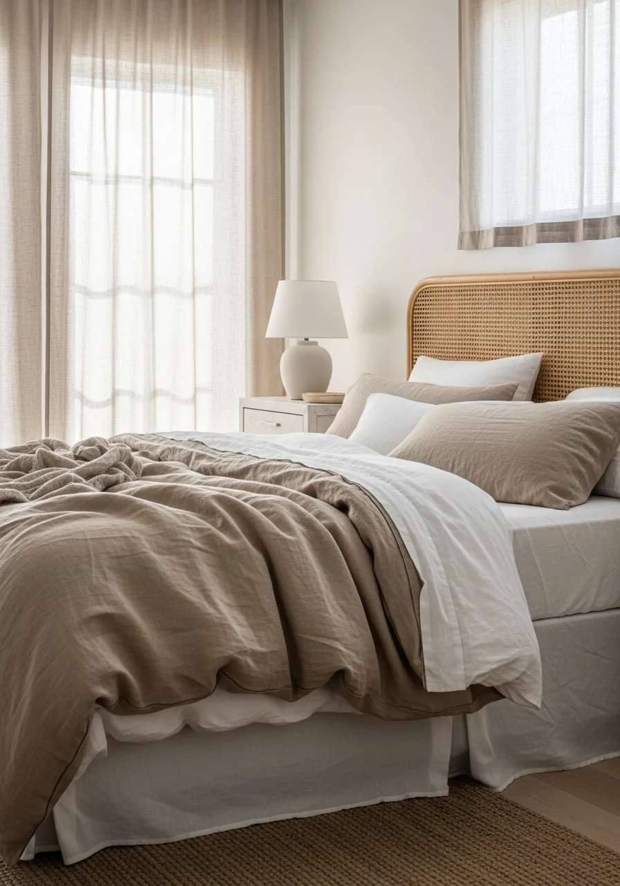 1. Layered Linen Bedding