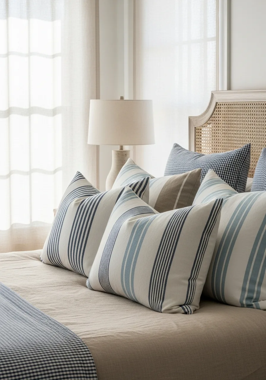 13. Nautical Striped Throw Pillows