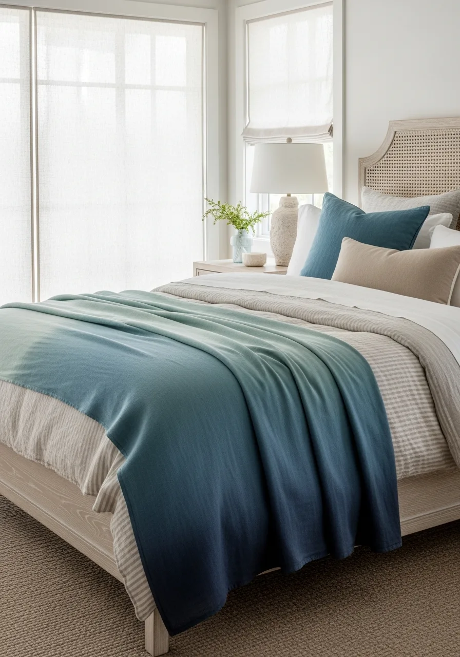 17. Blue Ombre Bed Runner