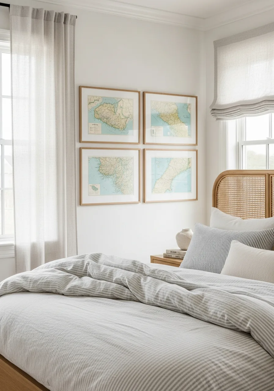 32. Framed Vintage Coastal Maps
