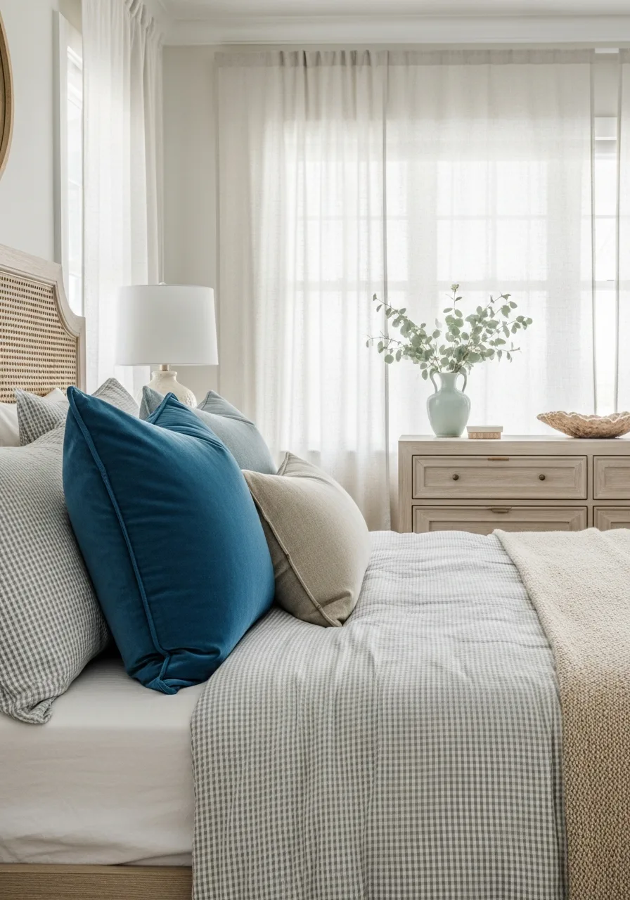 45. Cerulean Velvet Throw Pillow