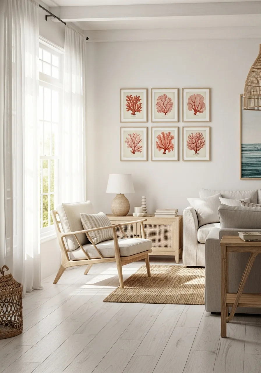 13. Framed Botanical Coral Prints