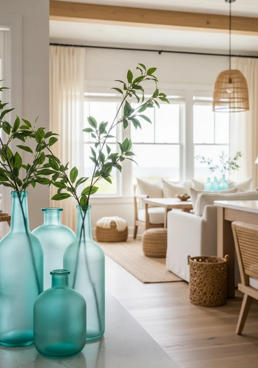 21. Sea Glass Colored Vases
