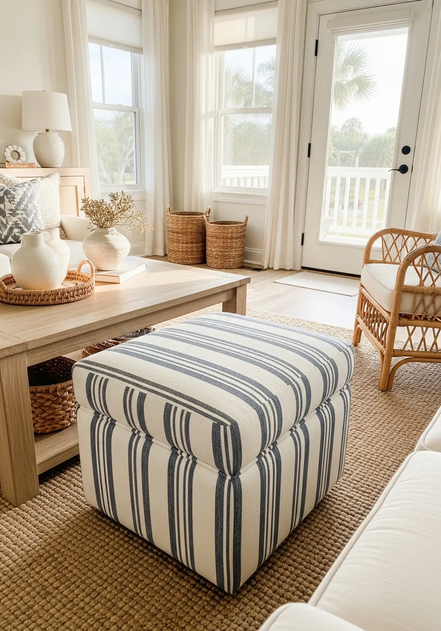 36. Navy Ticking Stripe Accents