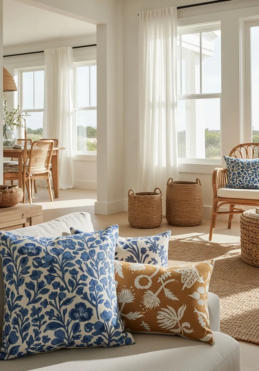 42. Block Print Floral Pillows