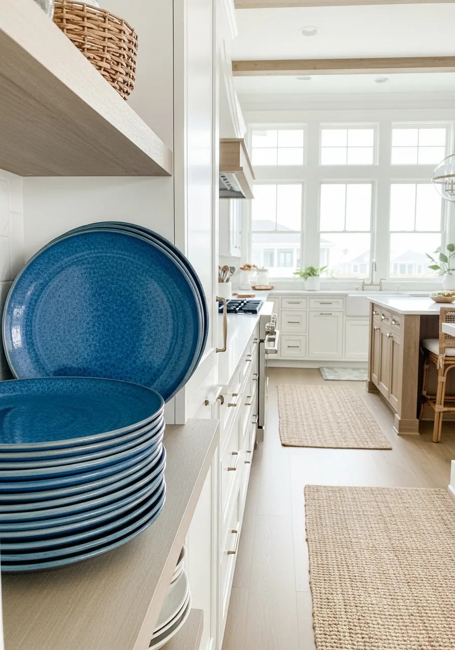 39. Blue Rimmed Stoneware Plates