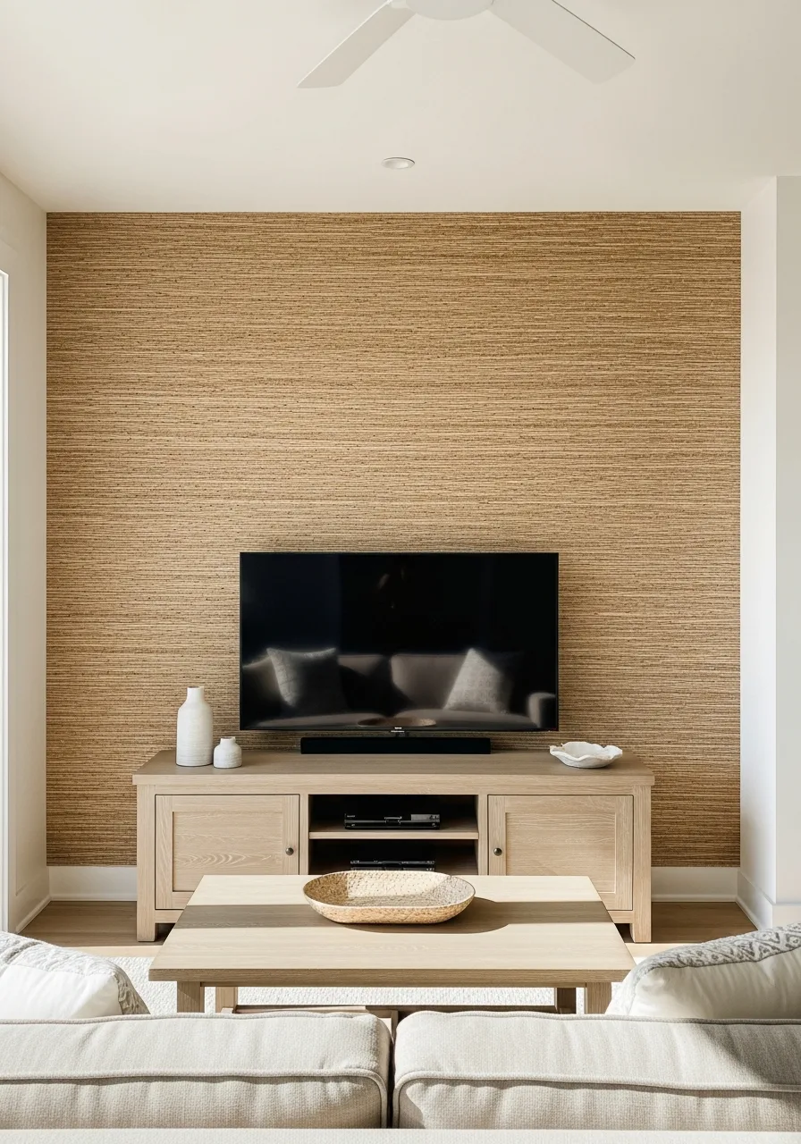12. Natural Grasscloth Wallpaper