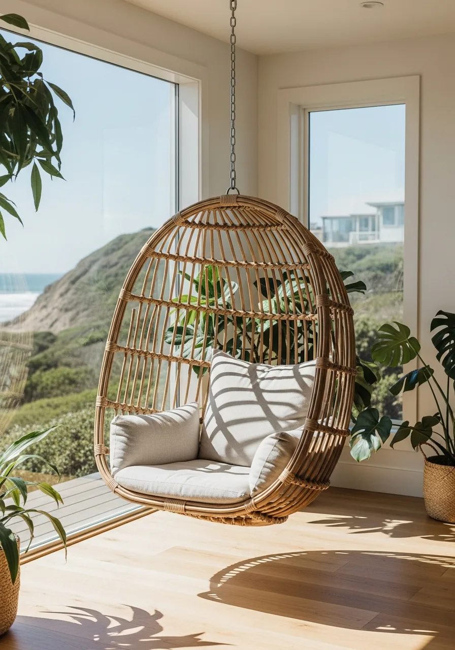 34. Hanging Rattan Egg Chair
