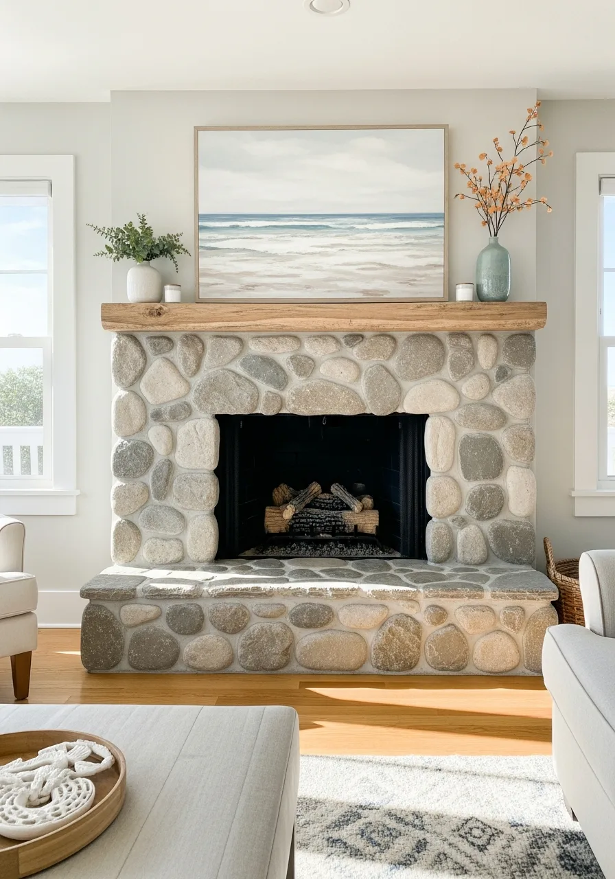 38. River Rock Fireplace Surround
