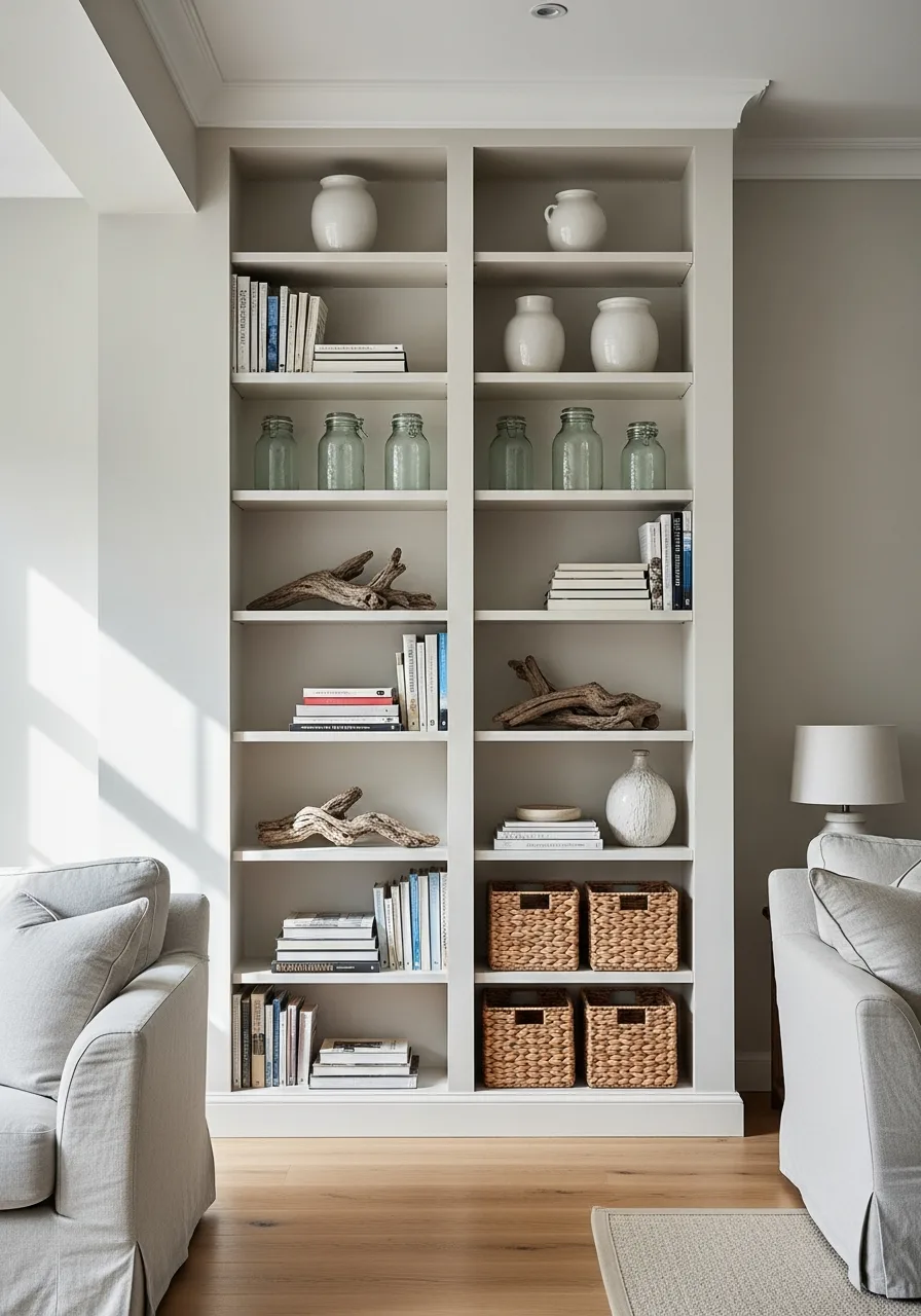 50. Inset Floor to Ceiling Shelves