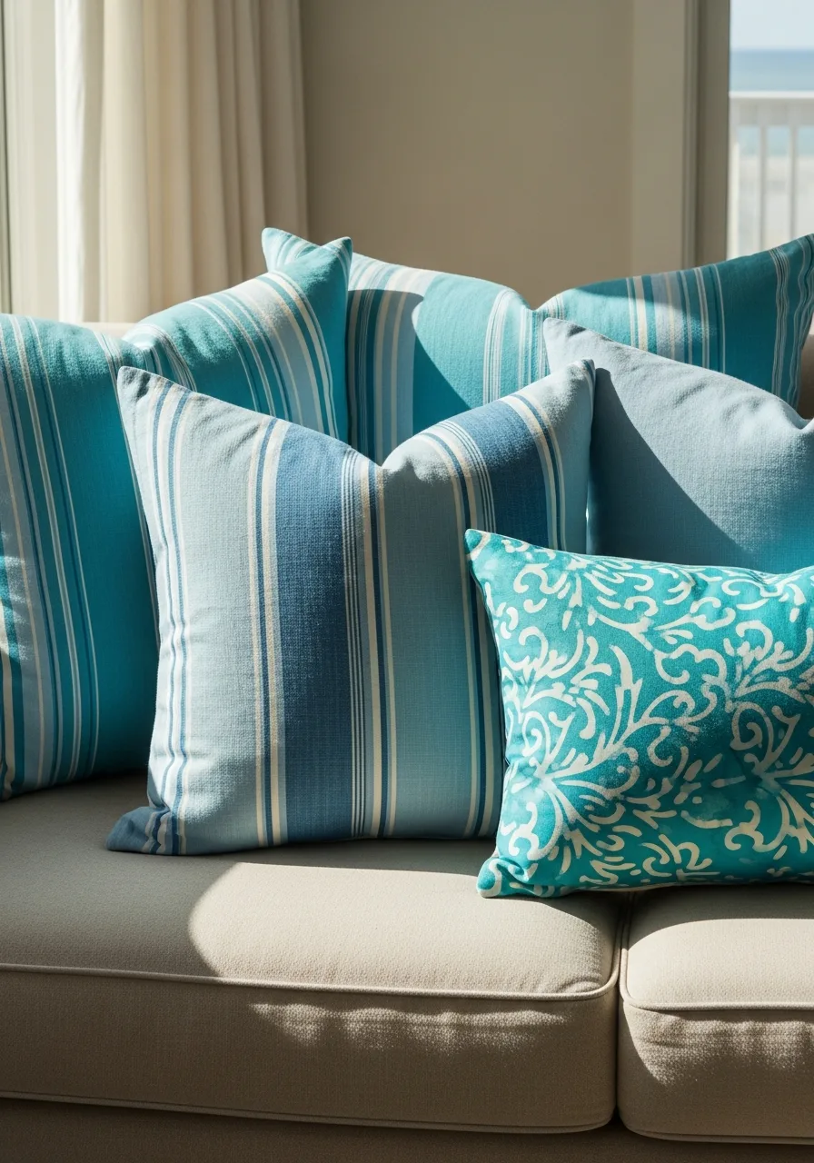 7. Ocean Toned Throw Pillows