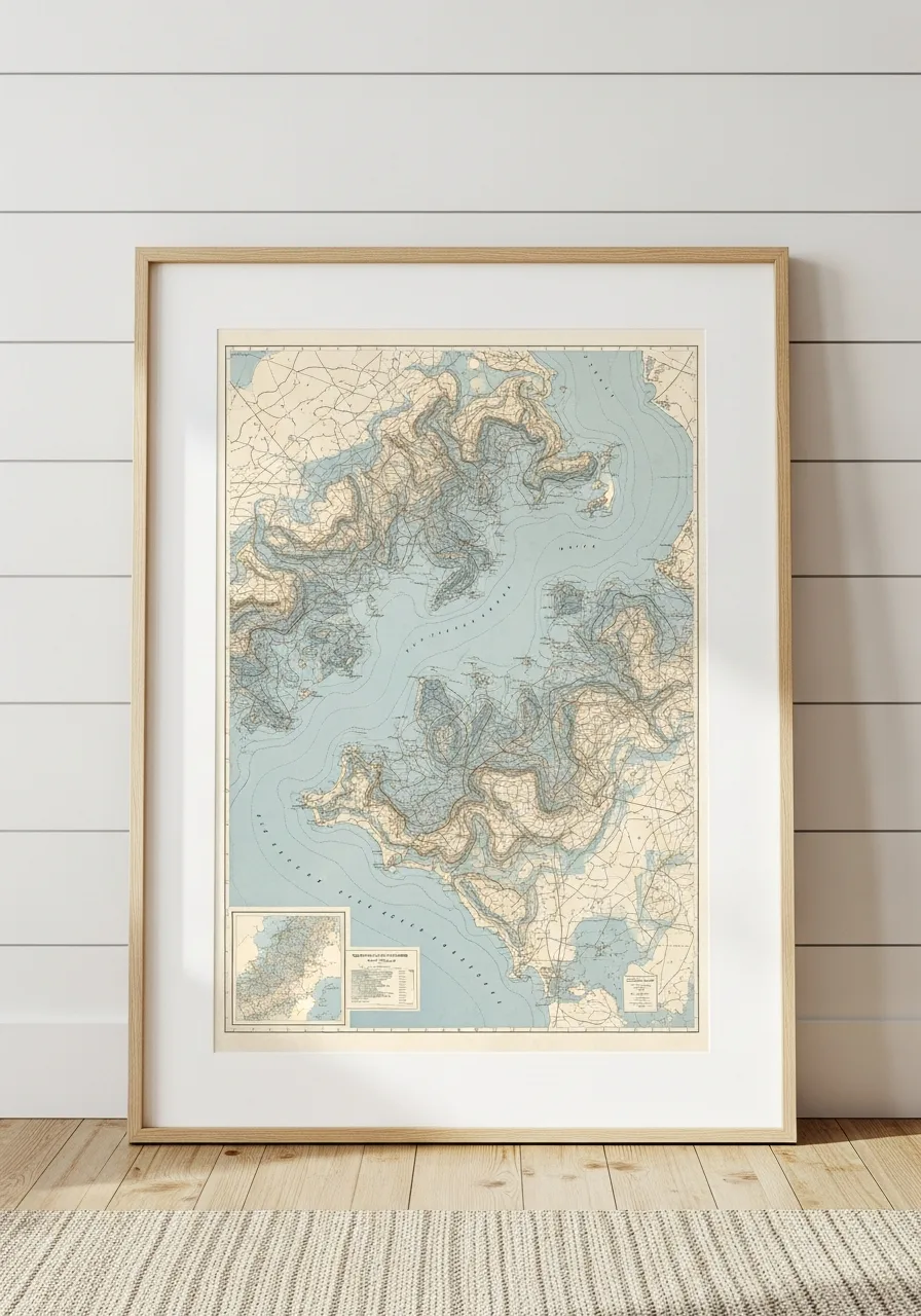 9. Framed Vintage Coastal Maps