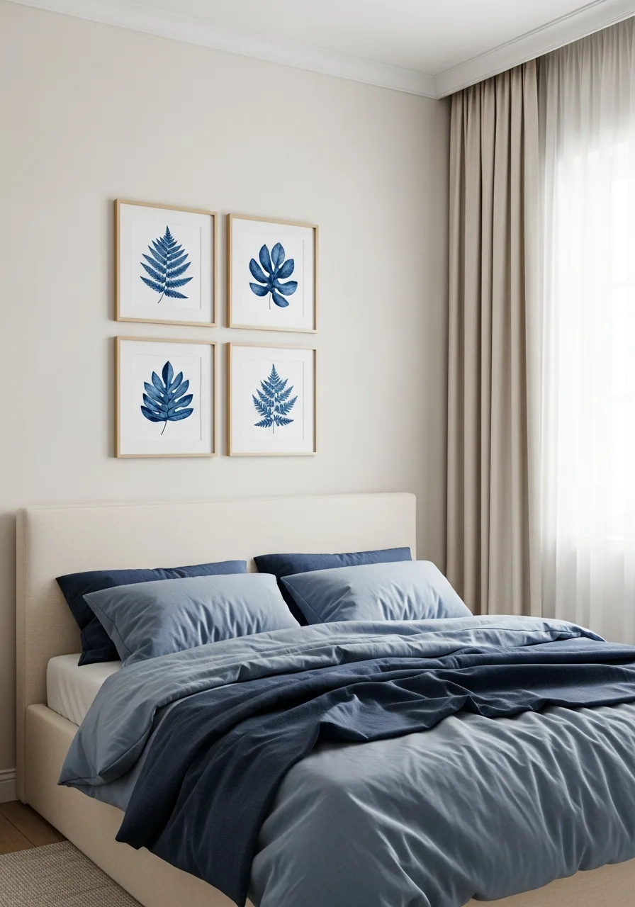 22. Framed Blue Botanical Prints