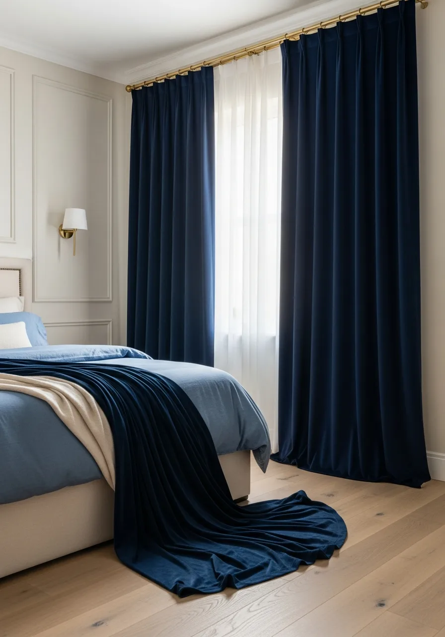 24. Heavy Navy Velvet Curtains