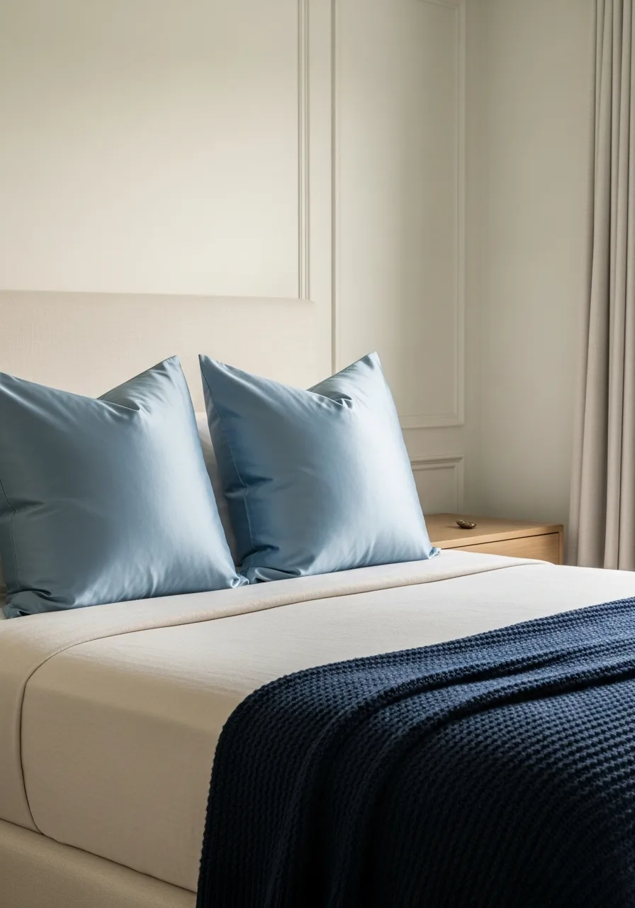 29. Sky Blue Silk Pillowcases