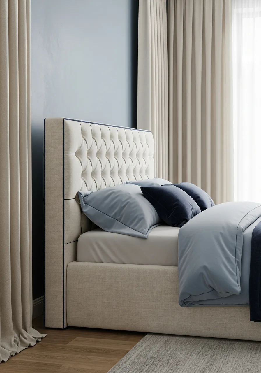 3. Piped Upholstered Headboard