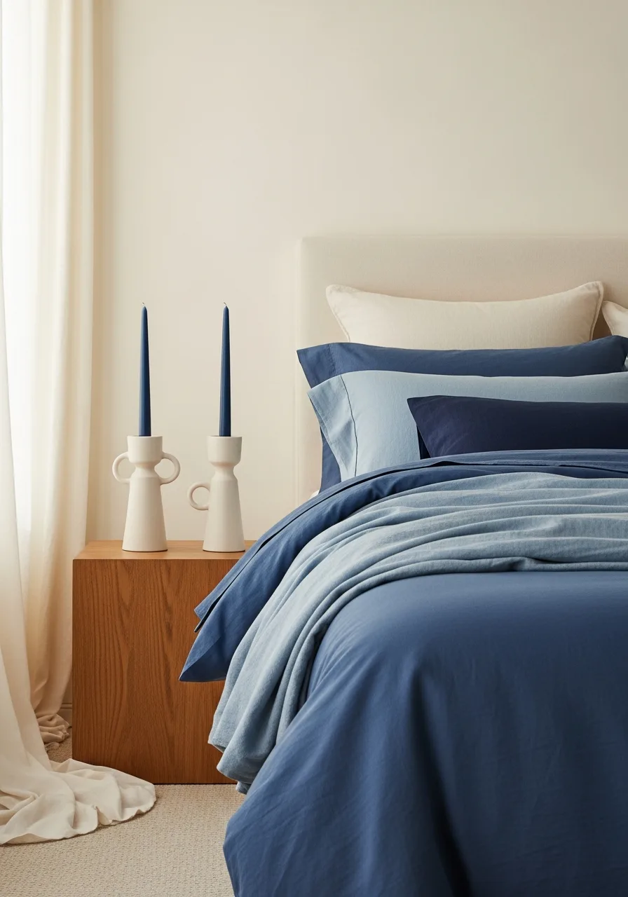 34. Blue Taper Candle Accents