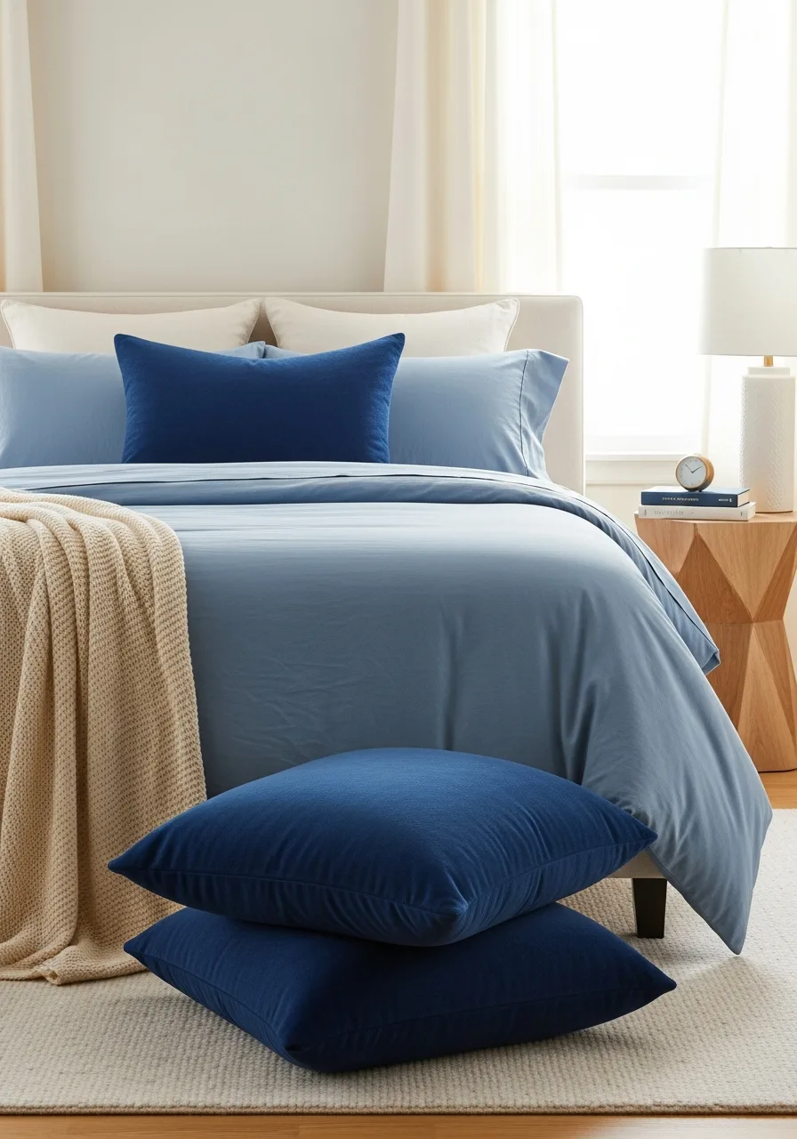 50. Deep Blue Chenille Pillow