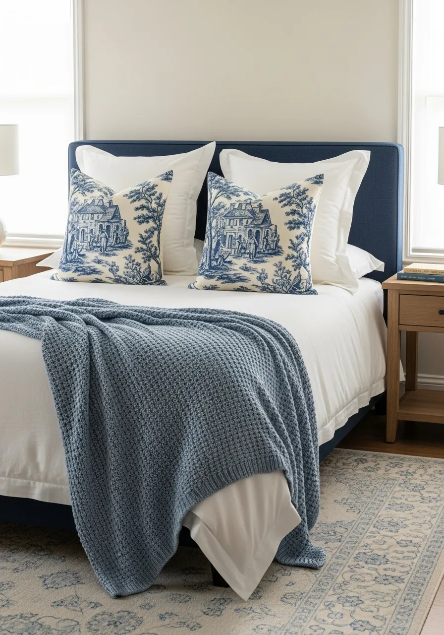 8. Classic Toile Pillows