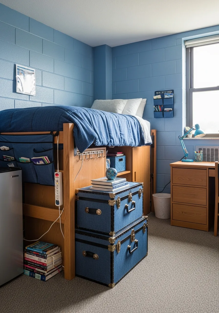 36. Denim Blue Storage Trunks
