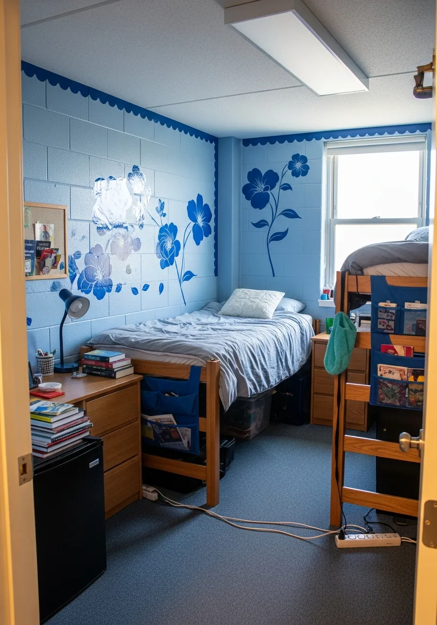 40. Blue Floral Removable Decals