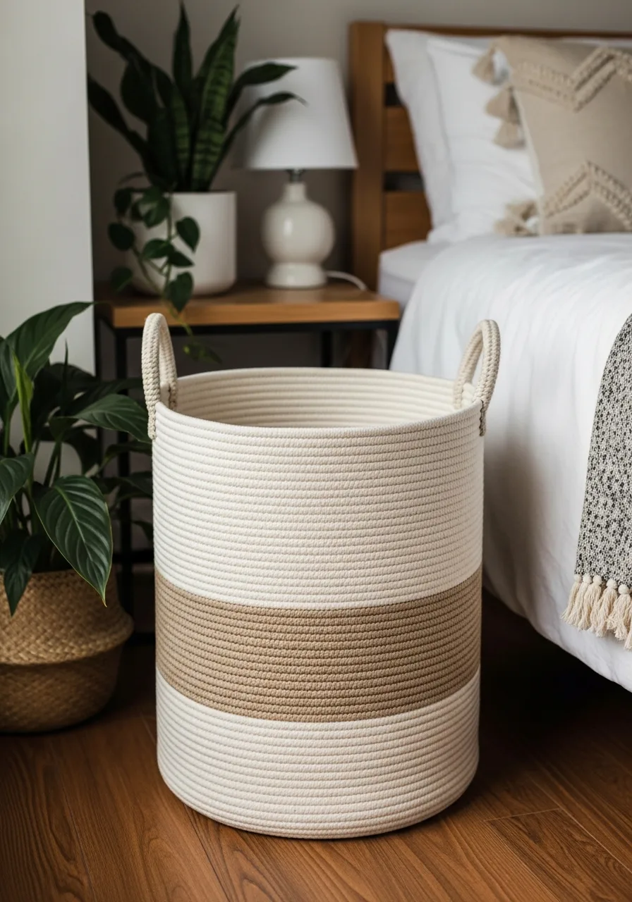 23. Woven Cotton Laundry Basket