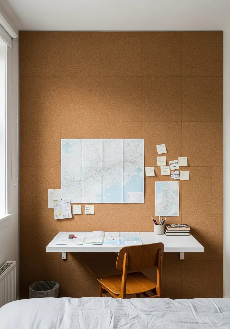 2. Full Cork Wall Behind Desk
