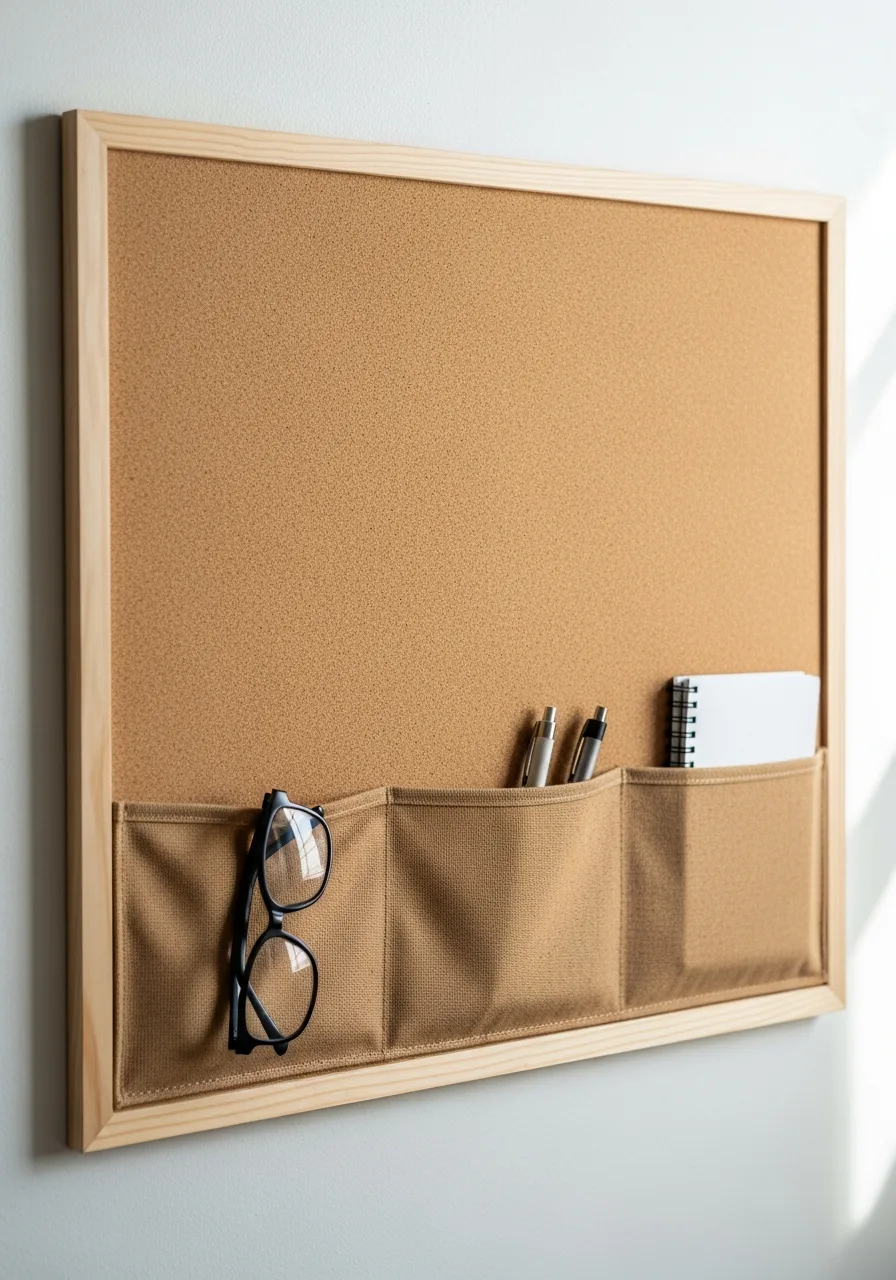 22. Cork Board With Storage Pockets