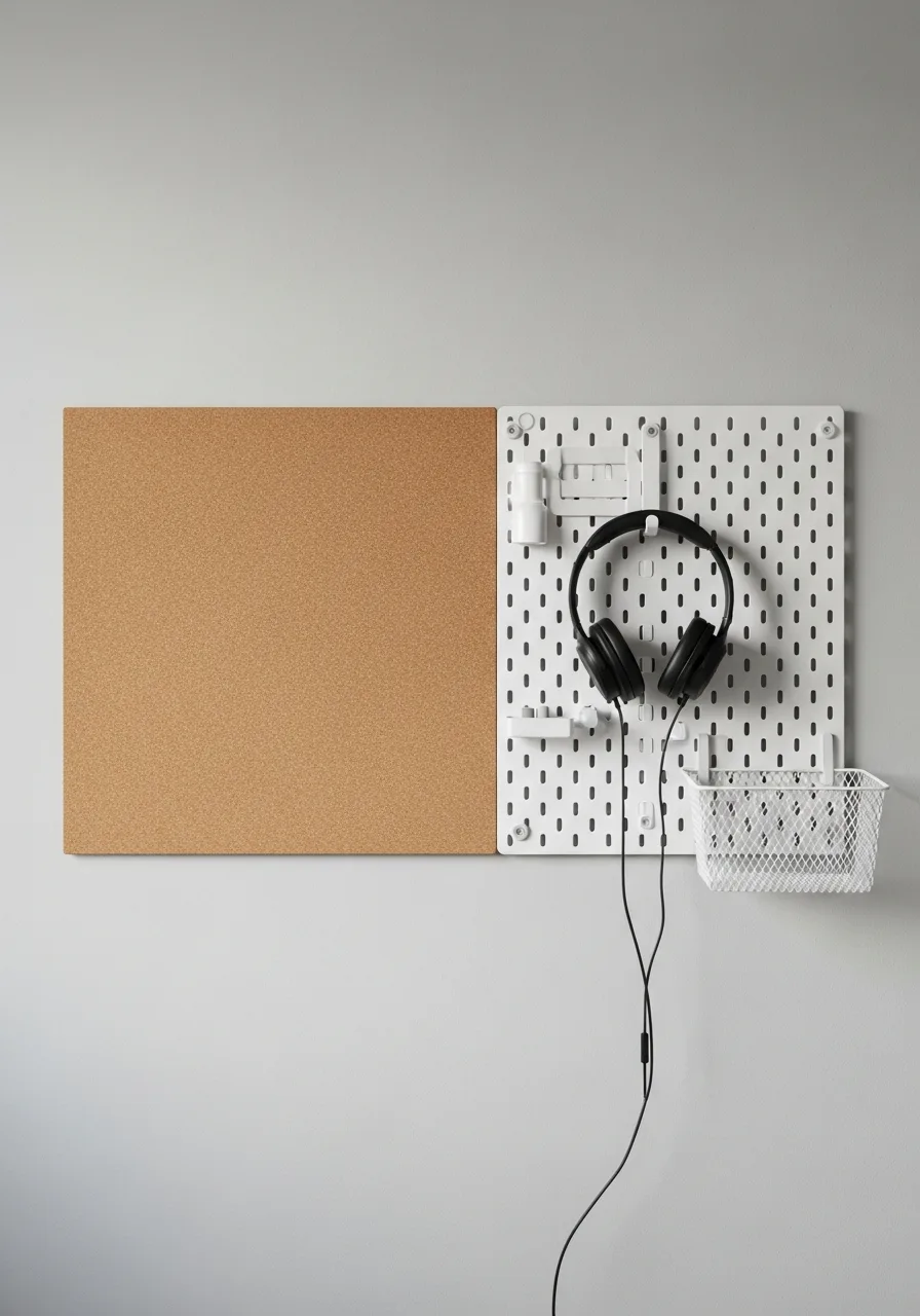 24. Cork Board and Pegboard Combination