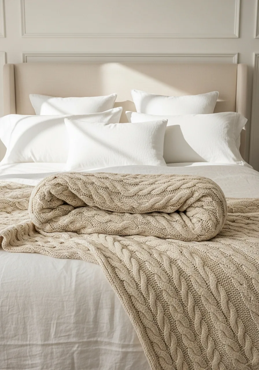 14. Toss a Cable Knit Blanket