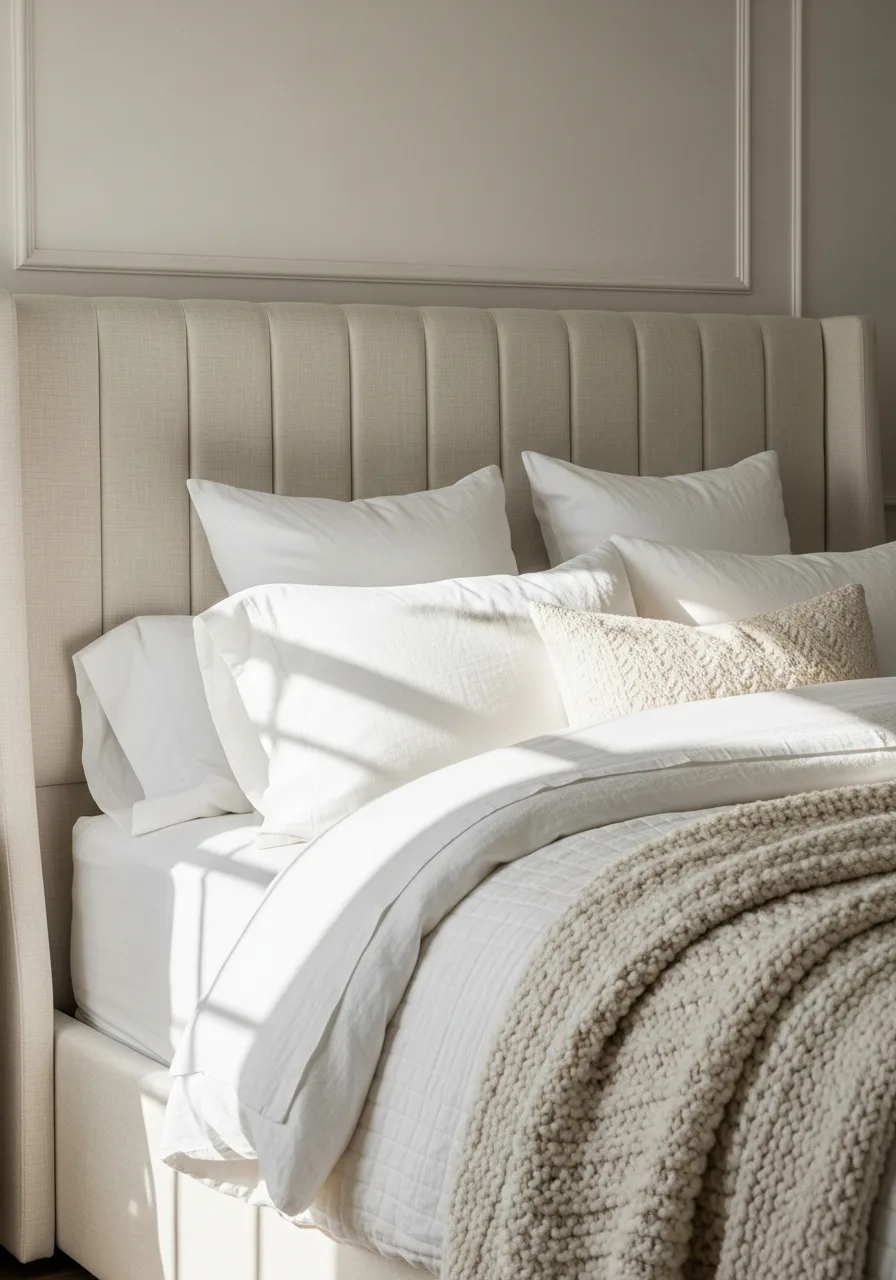 17. Use a Cream Upholstered Headboard