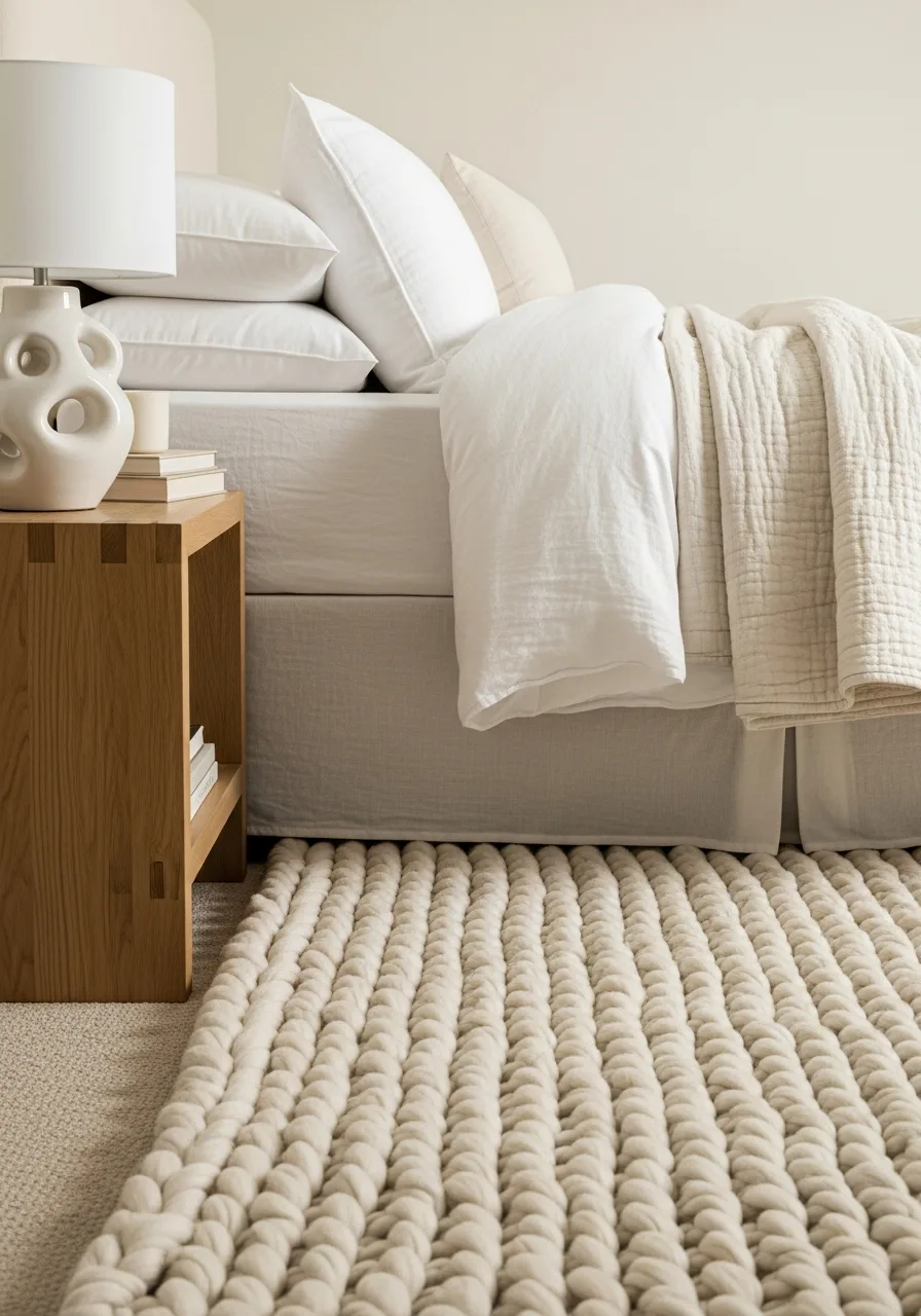 3. Add a Chunky Wool Rug