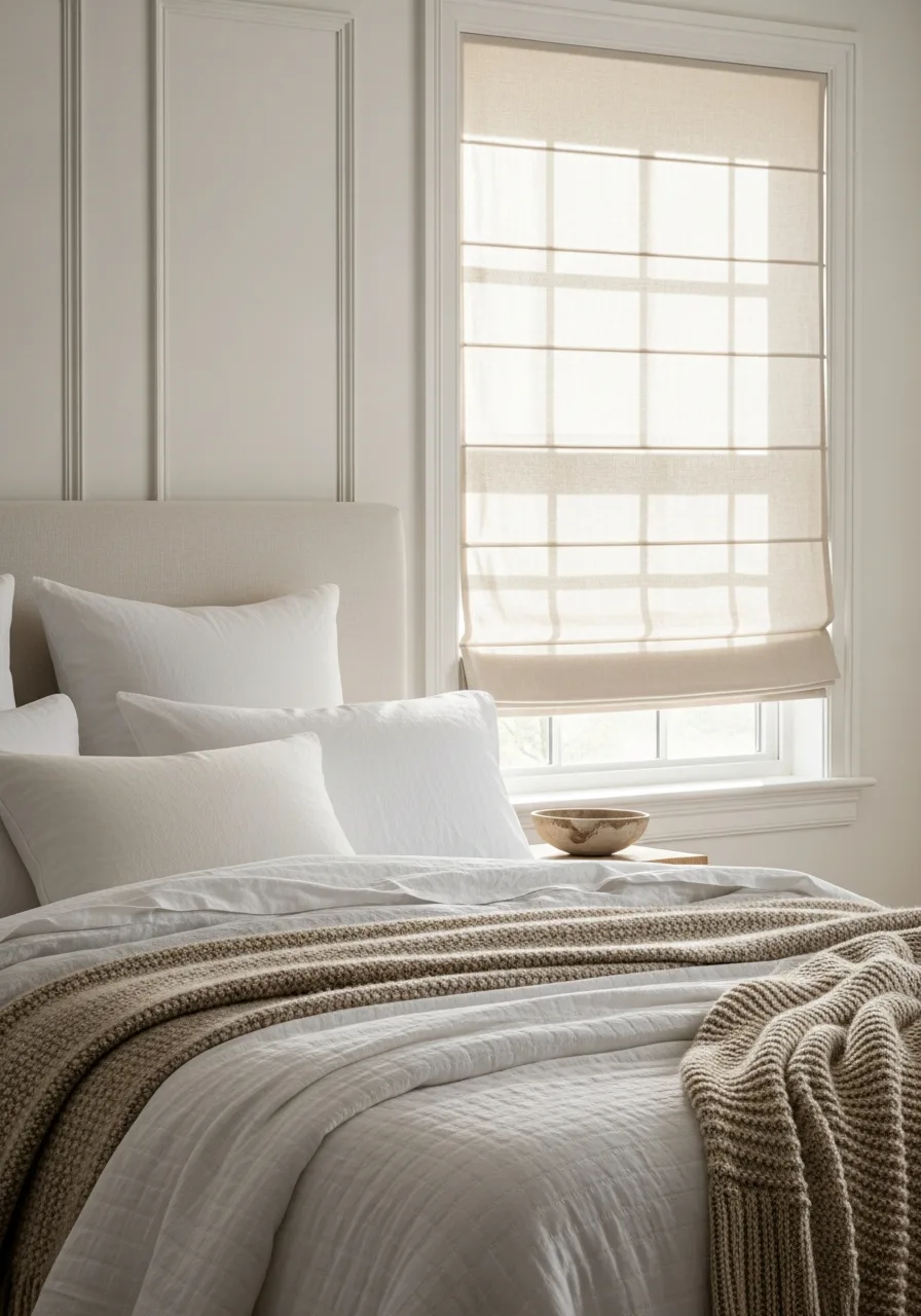 50. Mount a Cream Roman Shade