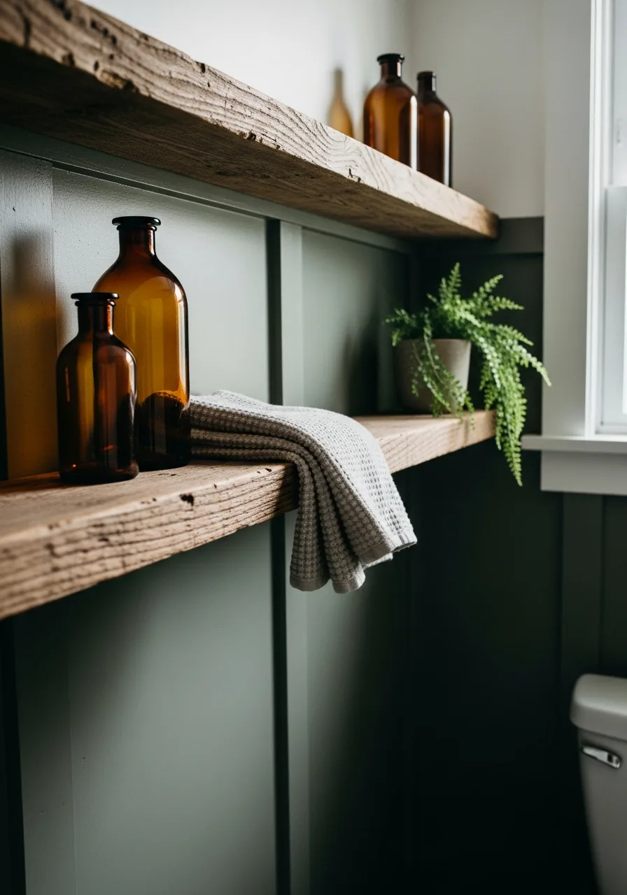 3. Distressed Wood Shelving