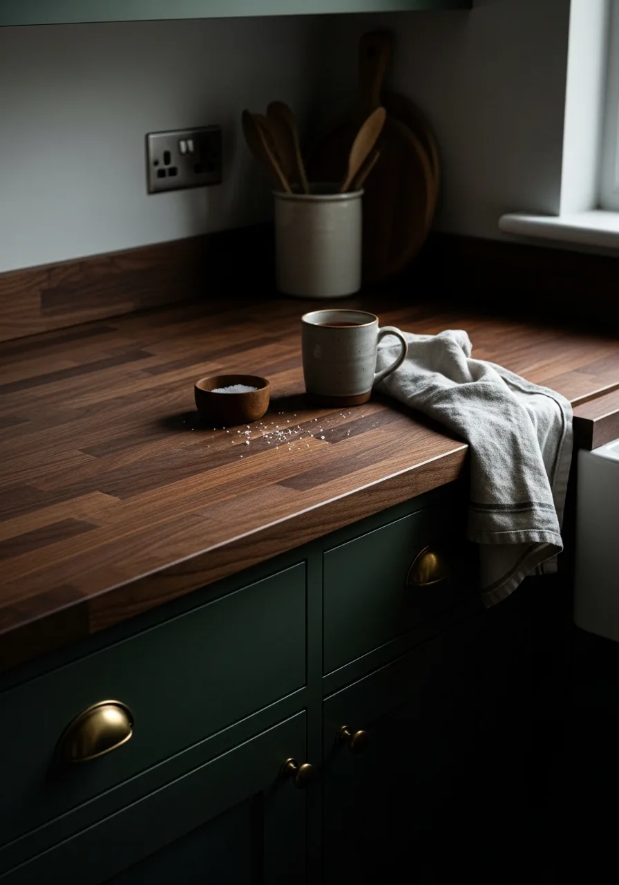 14. Dark Butcher Block Countertops